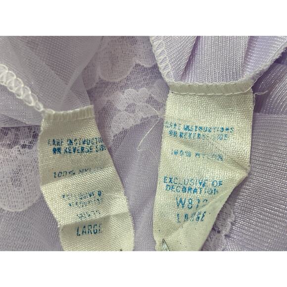 Vintage 70s Lavender Nylon Chiffon Lacy Nightgown & Robe Peignoir Set size L - Picture 7 of 9